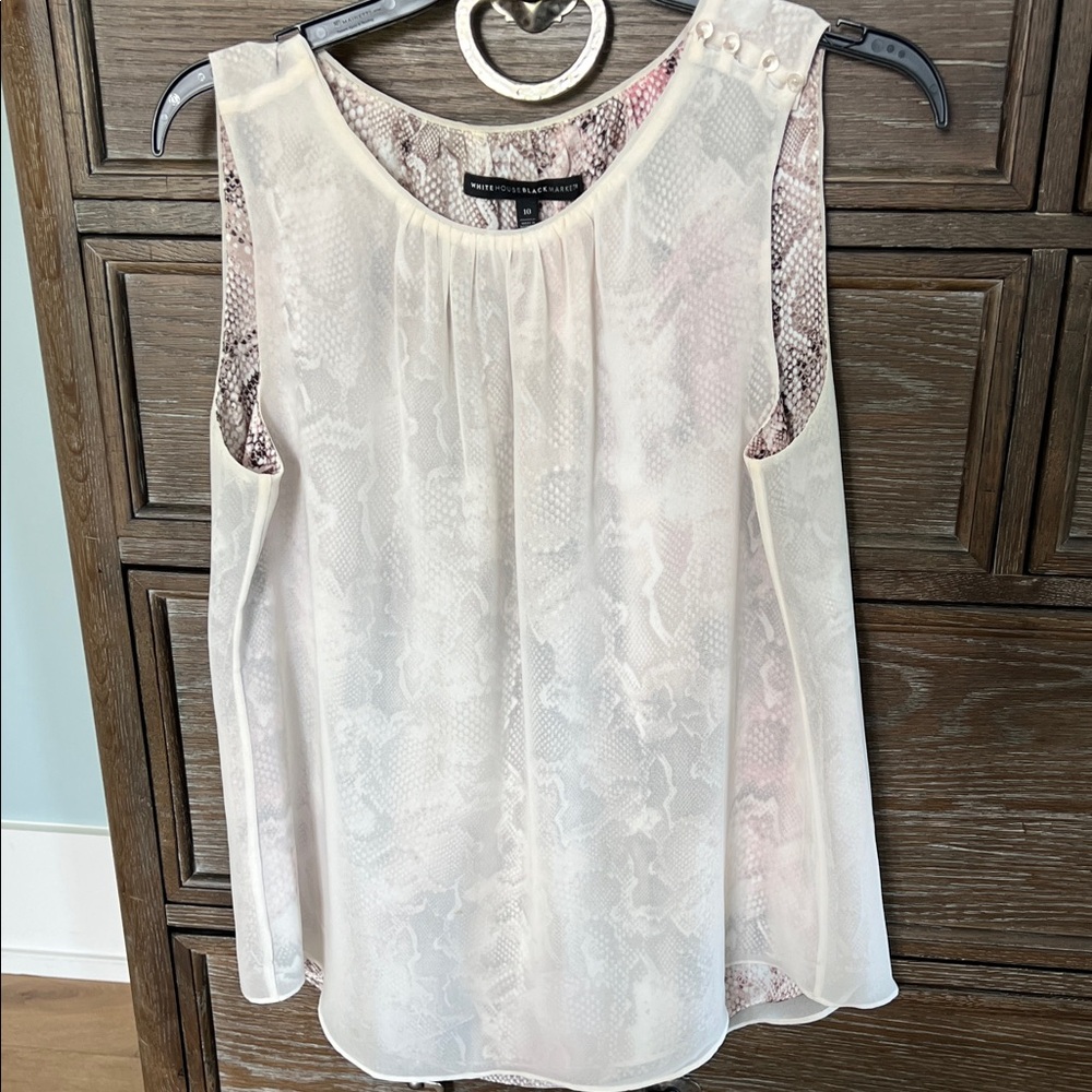 White House Black Market Cream Sleeveless Blouse